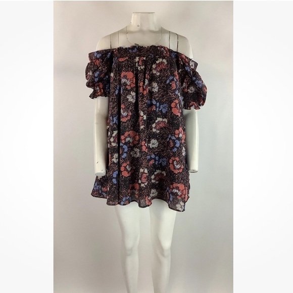 Cleobella Sz XS Boho Mischa Mini Smocked Organic Cotton Floral Dress Red - Picture 1 of 6